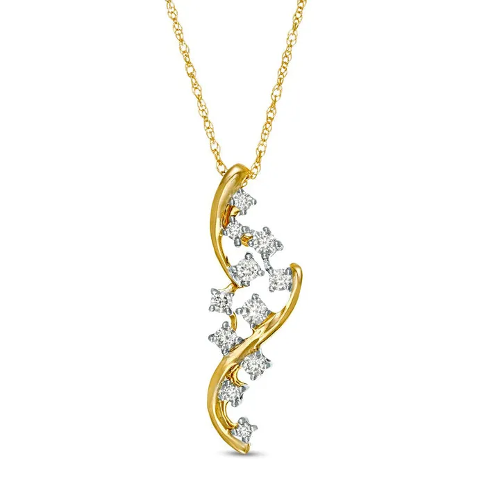 Goldia Necklaces 02 CT TW Natural Diamond Bypass Scatter Pendant in 10K Yellow Gold Goldia Necklaces 02 CT TW Natural Diamond Bypass Scatter Pendant in 10K Yellow Gold