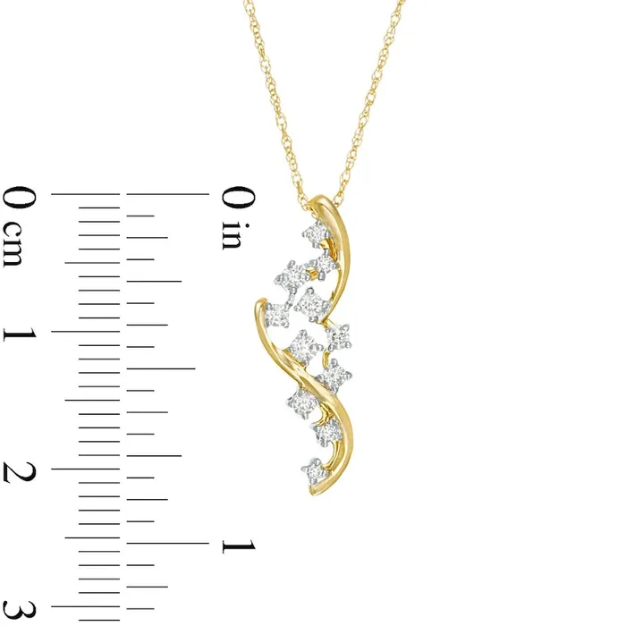 Goldia Necklaces 02 CT TW Natural Diamond Bypass Scatter Pendant in 10K Yellow Gold Goldia Necklaces 02 CT TW Natural Diamond Bypass Scatter Pendant in 10K Yellow Gold