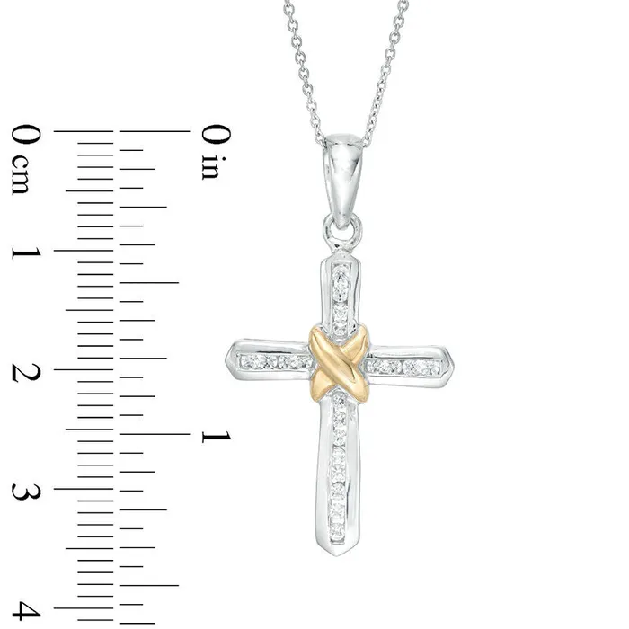 Goldia Necklaces 025 CT TW Natural Diamond X Cross Pendant in 14K TwoTone Gold Goldia Necklaces 025 CT TW Natural Diamond X Cross Pendant in 14K TwoTone Gold