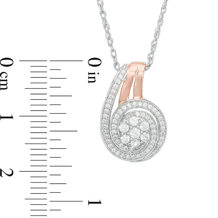 Goldia Necklaces 033 CT TW Composite Natural Diamond Swirl Frame Pendant in Sterling Silver and Rose Rhodium Goldia Necklaces 033 CT TW Composite Natural Diamond Swirl Frame Pendant in Sterling Silver and Rose Rhodium