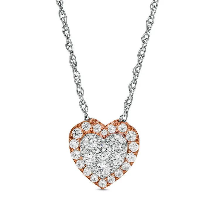 Goldia Necklaces 038 CT TW Composite Natural Diamond HeartShaped Frame Pendant in 10K TwoTone Gold Goldia Necklaces 038 CT TW Composite Natural Diamond HeartShaped Frame Pendant in 10K TwoTone Gold
