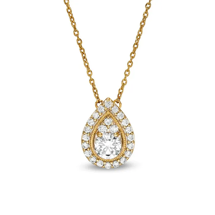 Goldia Necklaces 063 CT TW Natural Diamond PearShaped Frame Necklace in 14K Gold Goldia Necklaces 063 CT TW Natural Diamond PearShaped Frame Necklace in 14K Gold