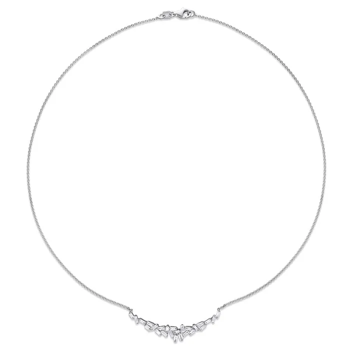 Goldia Necklaces 075 CT TW Baguette Natural Diamond Scatter Necklace in 14K White Gold 16 Goldia Necklaces 075 CT TW Baguette Natural Diamond Scatter Necklace in 14K White Gold 16