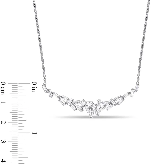 Goldia Necklaces 075 CT TW Baguette Natural Diamond Scatter Necklace in 14K White Gold 16 Goldia Necklaces 075 CT TW Baguette Natural Diamond Scatter Necklace in 14K White Gold 16