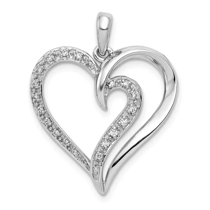 Goldia Necklaces 14k White Gold 110ct Real Diamond Heart Pendant