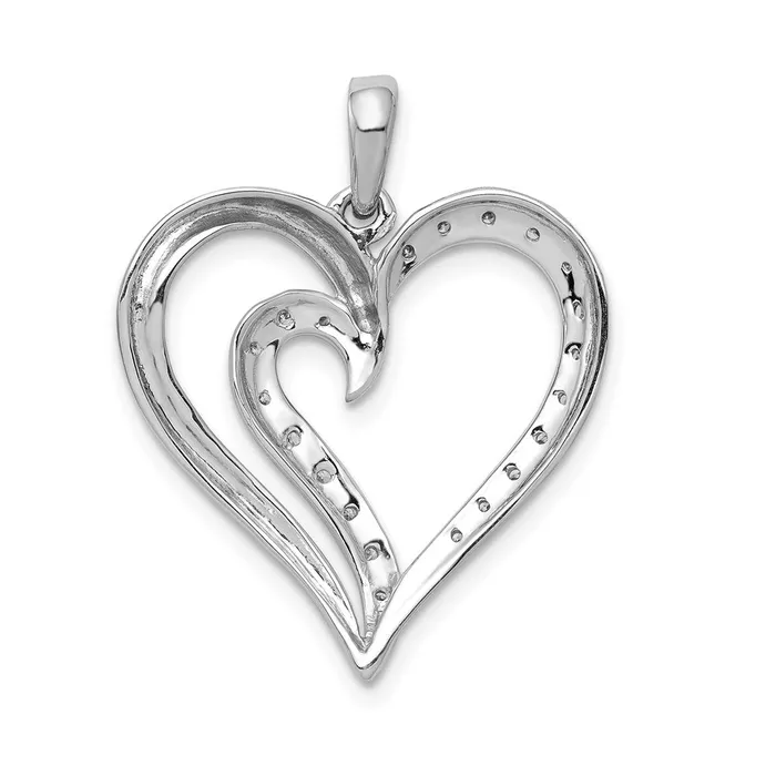 Goldia Necklaces 14k White Gold 110ct Real Diamond Heart Pendant