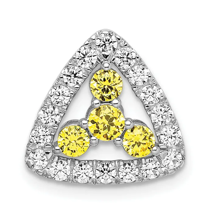 Goldia Necklaces 14k White Gold 12 Ct Lab Grown Diamond VSSI G and Lab Created Yellow Sapphire Triangle Chain Slide Pendant Goldia Necklaces 14k White Gold 12 Ct Lab Grown Diamond VSSI G and Lab Created Yellow Sapphire Triangle Chain Slide Pendant