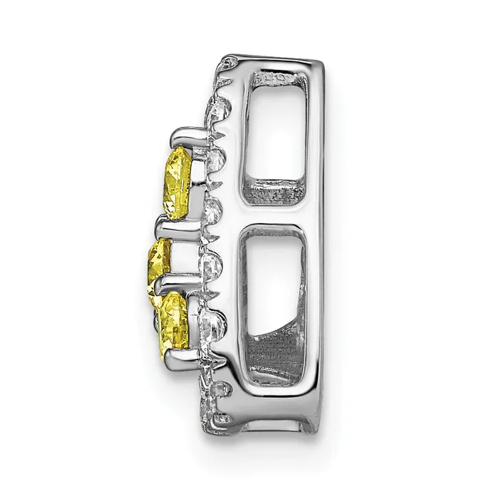 Goldia Necklaces 14k White Gold 12 Ct Lab Grown Diamond VSSI G and Lab Created Yellow Sapphire Triangle Chain Slide Pendant