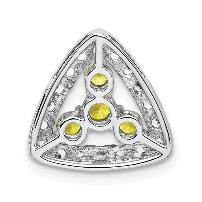 Goldia Necklaces 14k White Gold 12 Ct Lab Grown Diamond VSSI G and Lab Created Yellow Sapphire Triangle Chain Slide Pendant