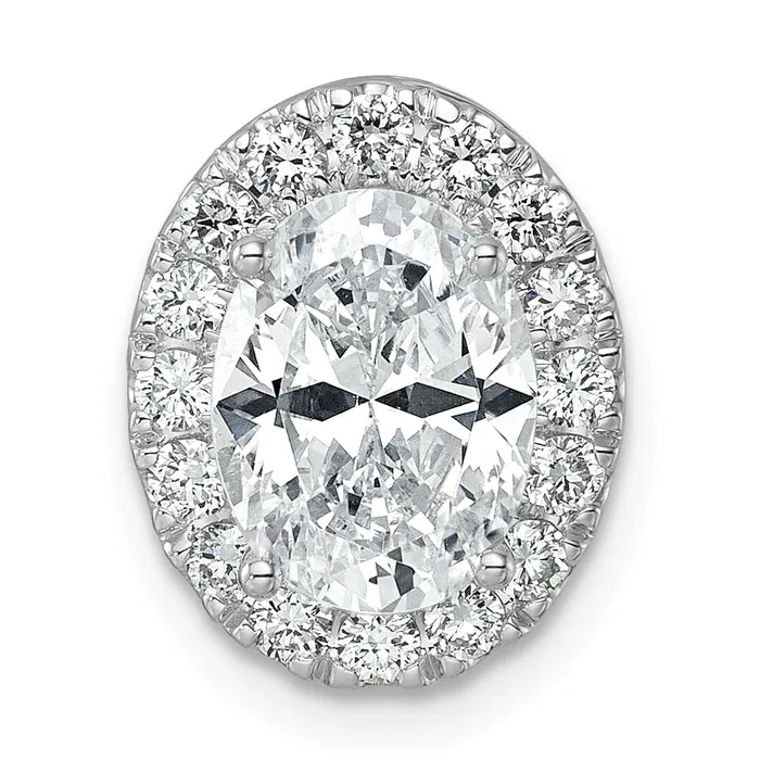 Goldia Necklaces 14k White Gold 12 Ct Lab Grown Diamond VSSI G Halo Chain Slide Pendant