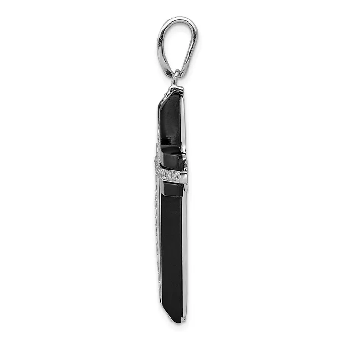 Goldia Necklaces 14k White Gold 14ct Real Diamond and Onyx Cross Pendant