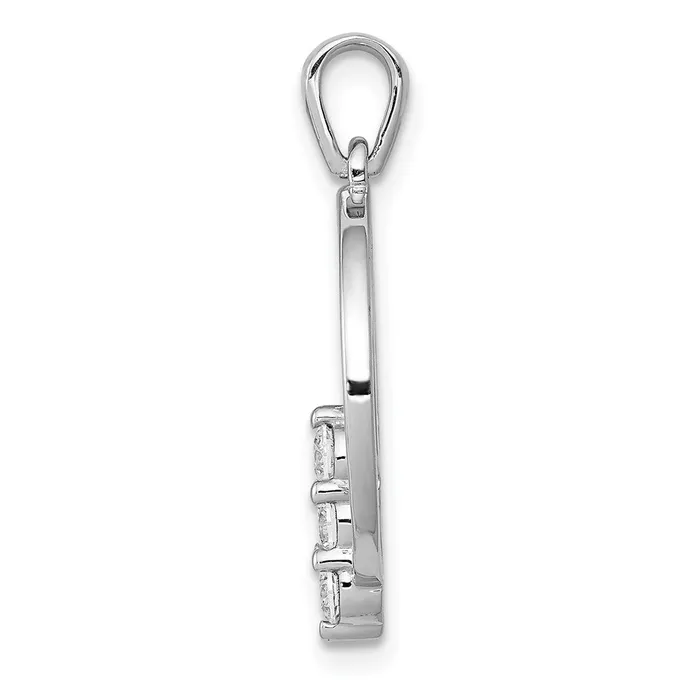 Goldia Necklaces 14k White Gold 27mm Real Diamond Three Stone Circle Pendant