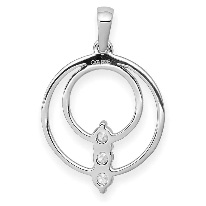 Goldia Necklaces 14k White Gold 27mm Real Diamond Three Stone Circle Pendant