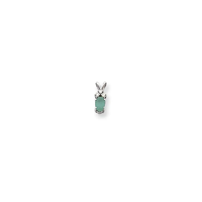 Goldia Necklaces 14k White Gold 6x4mm Oval Emerald VS Real Diamond pendant Goldia Necklaces 14k White Gold 6x4mm Oval Emerald VS Real Diamond pendant