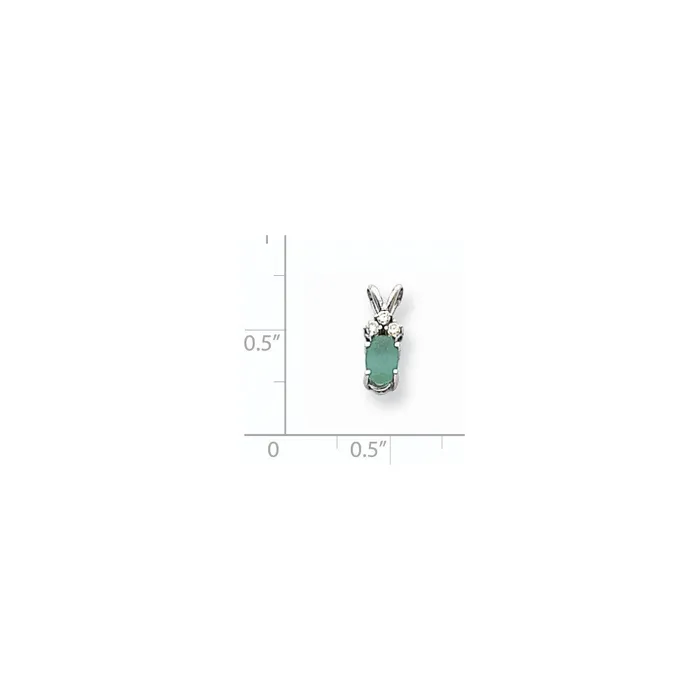 Goldia Necklaces 14k White Gold 6x4mm Oval Emerald VS Real Diamond pendant