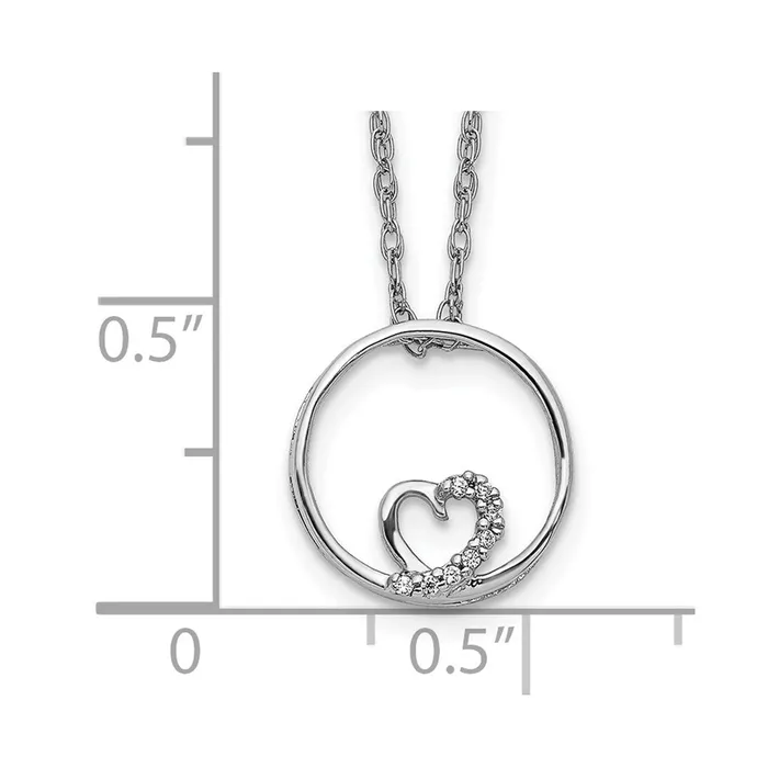 Goldia Necklaces 14k White Gold Circle and Heart 18 inch Necklace