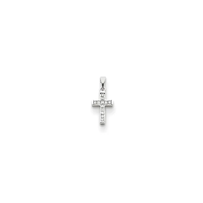 Goldia Necklaces 14k White Gold Diamond Latin Cross Pendant