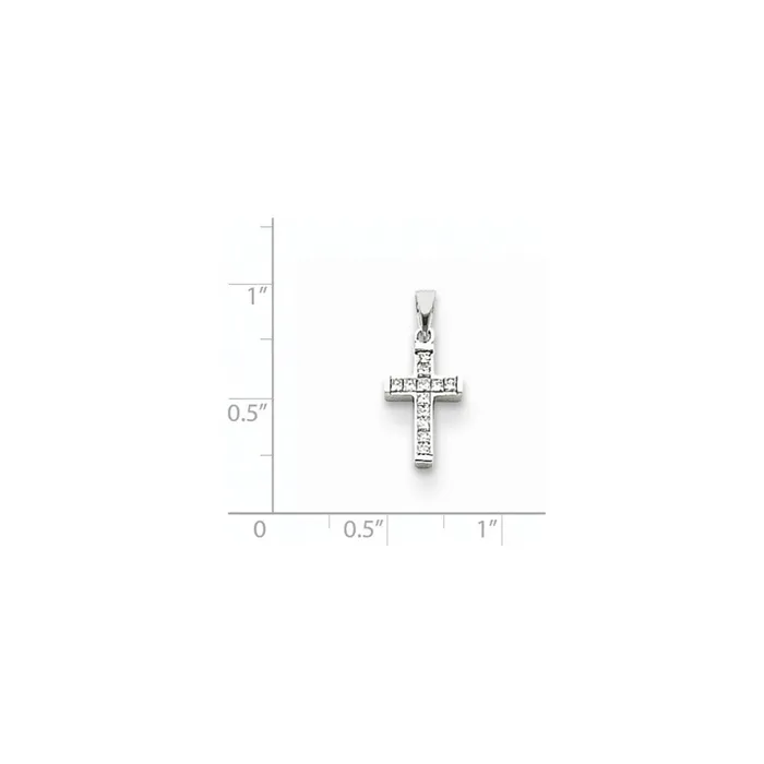 Goldia Necklaces 14k White Gold Diamond Latin Cross Pendant