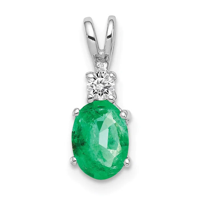 Goldia Necklaces 14k White Gold Emerald Real Diamond pendant