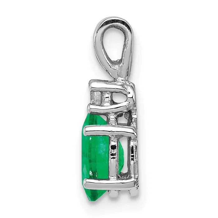 Goldia Necklaces 14k White Gold Emerald Real Diamond pendant