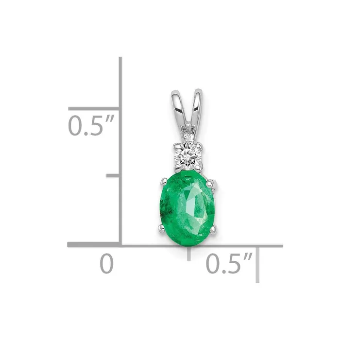 Goldia Necklaces 14k White Gold Emerald Real Diamond pendant