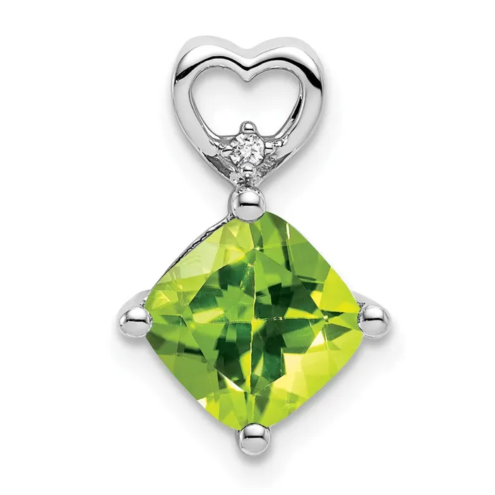 Goldia Necklaces 14k White Gold Peridot and Real Diamond Heart Chain Slide