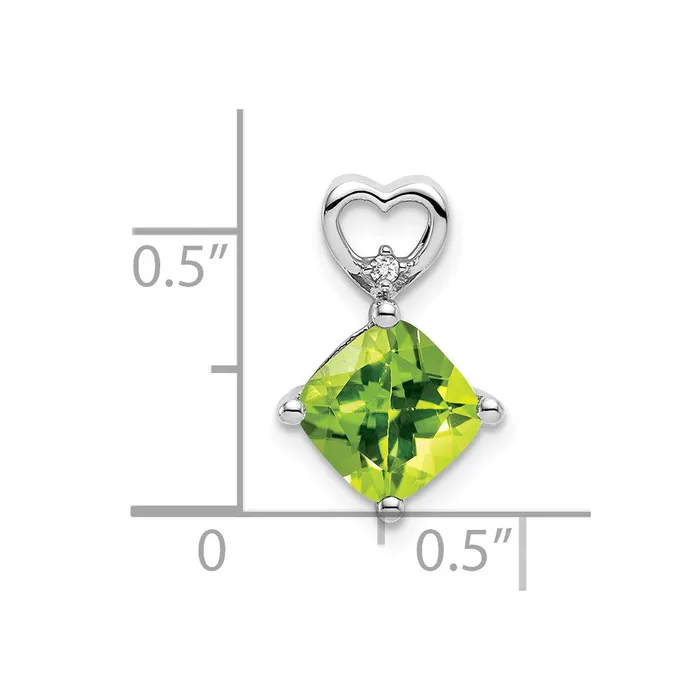 Goldia Necklaces 14k White Gold Peridot and Real Diamond Heart Chain Slide
