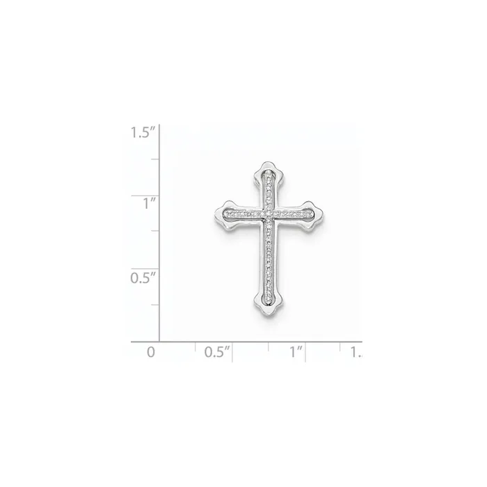 Goldia Necklaces 14k White Gold Polished Real Diamond Cross Chain Slide Pendant