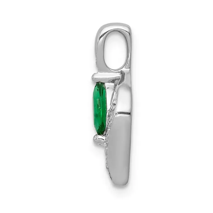 Goldia Necklaces 14k White Gold Real Diamond and Marquise Emerald Pendant