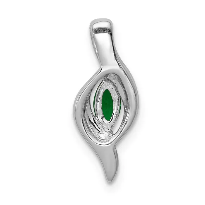 Goldia Necklaces 14k White Gold Real Diamond and Marquise Emerald Pendant