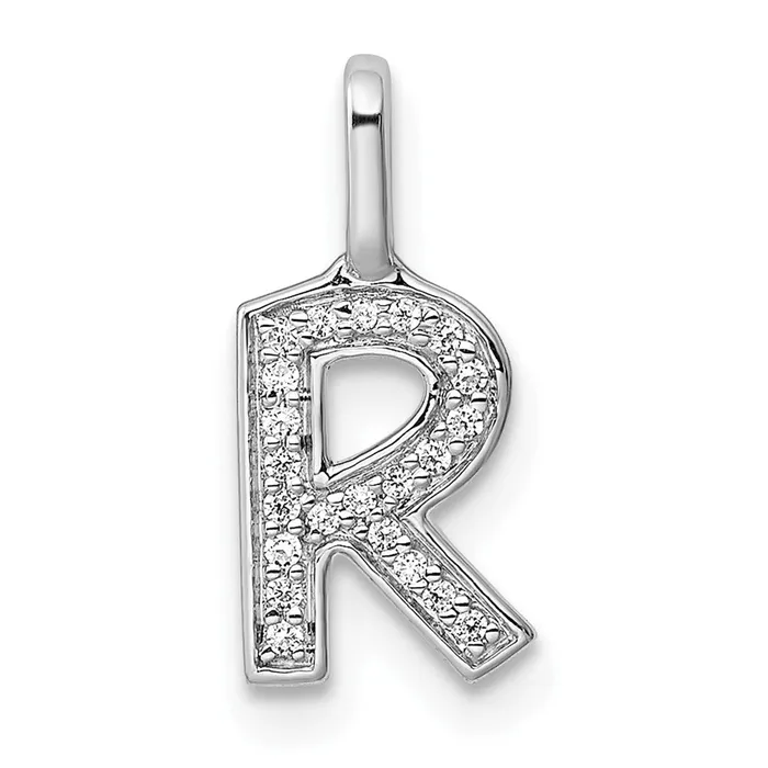 Goldia Necklaces 14K White Gold Real Diamond Letter R Initial Pendant