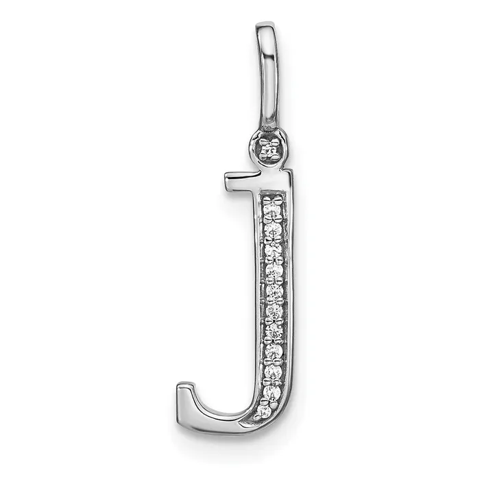 Goldia Necklaces 14K White Gold Real Diamond Lower Case Letter J Initial Pendant Goldia Necklaces 14K White Gold Real Diamond Lower Case Letter J Initial Pendant