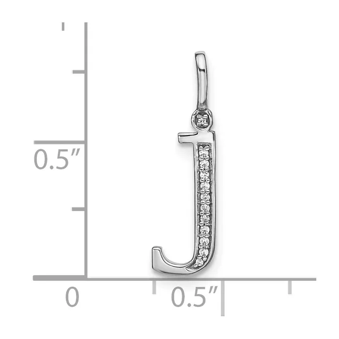 Goldia Necklaces 14K White Gold Real Diamond Lower Case Letter J Initial Pendant