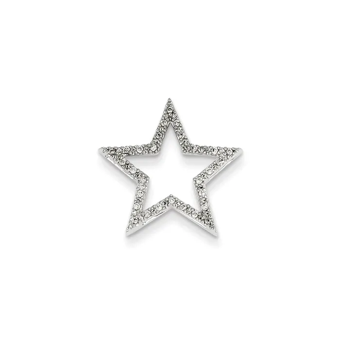Goldia Necklaces 14k White Gold Small Real Diamond Star Chain Slide Pendant