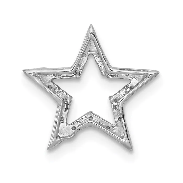 Goldia Necklaces 14k White Gold Small Real Diamond Star Chain Slide Pendant