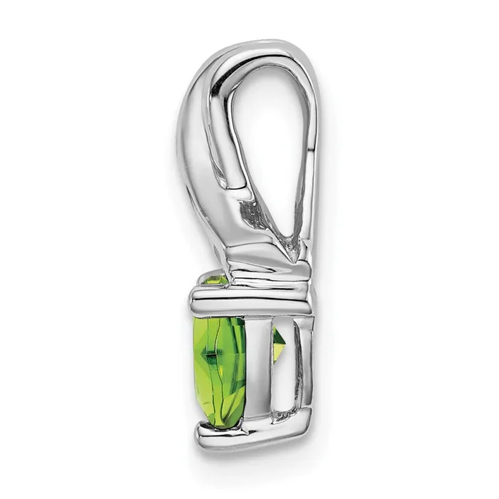 Goldia Necklaces 14k White Gold Trillion Peridot and Real Diamond Pendant