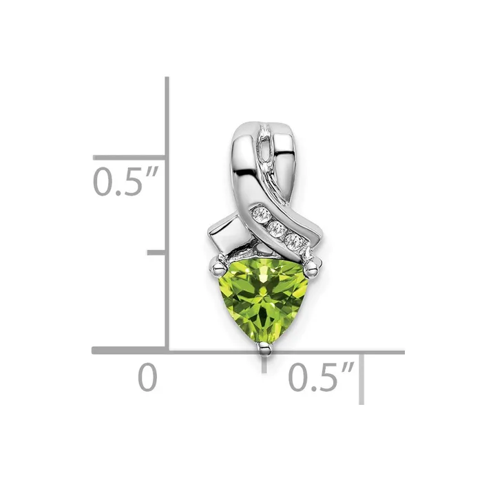 Goldia Necklaces 14k White Gold Trillion Peridot and Real Diamond Pendant