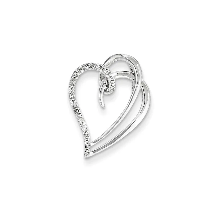 Goldia Necklaces 14K White Gold u0026 Real Diamond Heart Pendant Slide