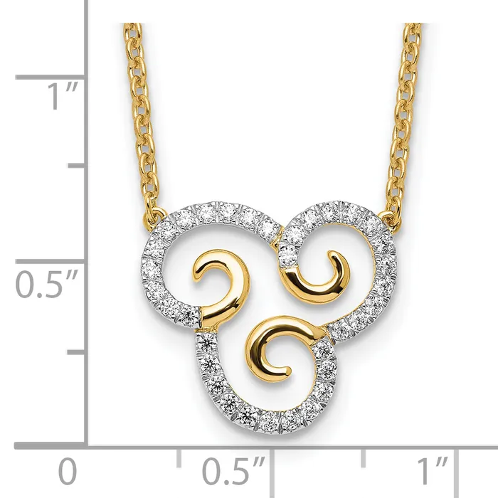 Goldia Necklaces 14k Yellow Gold 14 Ct Lab Grown Diamond VSSI G Swirls 18 inch Necklace