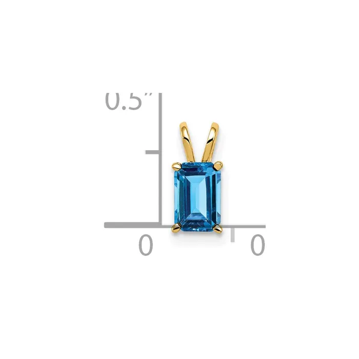 Goldia Necklaces 14K Yellow Gold 6x4mm Emerald Cut Blue Topaz pendant
