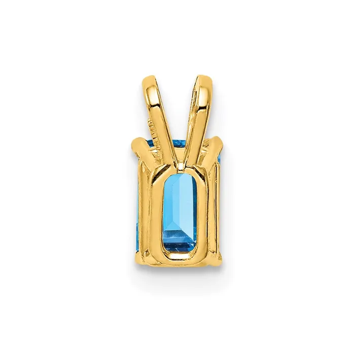 Goldia Necklaces 14K Yellow Gold 6x4mm Emerald Cut Blue Topaz pendant