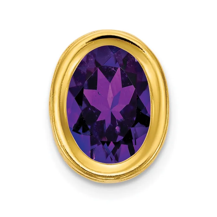 Goldia Necklaces 14K Yellow Gold 7x5mm Oval Amethyst bezel pendant