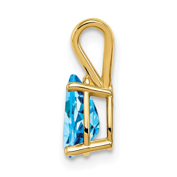 Goldia Necklaces 14K Yellow Gold 8x5mm Pear Blue Topaz Checker pendant