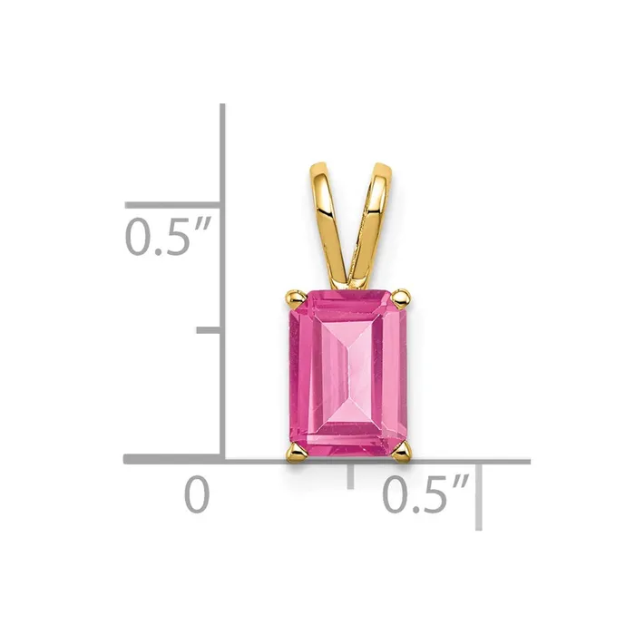 Goldia Necklaces 14k Yellow Gold 8x6mm Emerald Cut Pink Tourmaline pendant