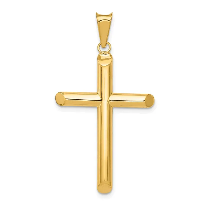 Goldia Necklaces 14k Yellow Gold Polished Tube Cross Pendant