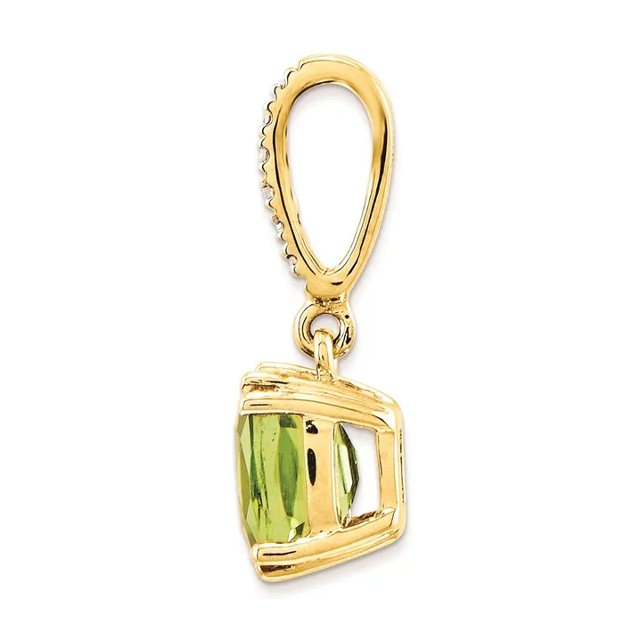 Goldia Necklaces 14K Yellow Gold Real Diamond and Peridot Pendant