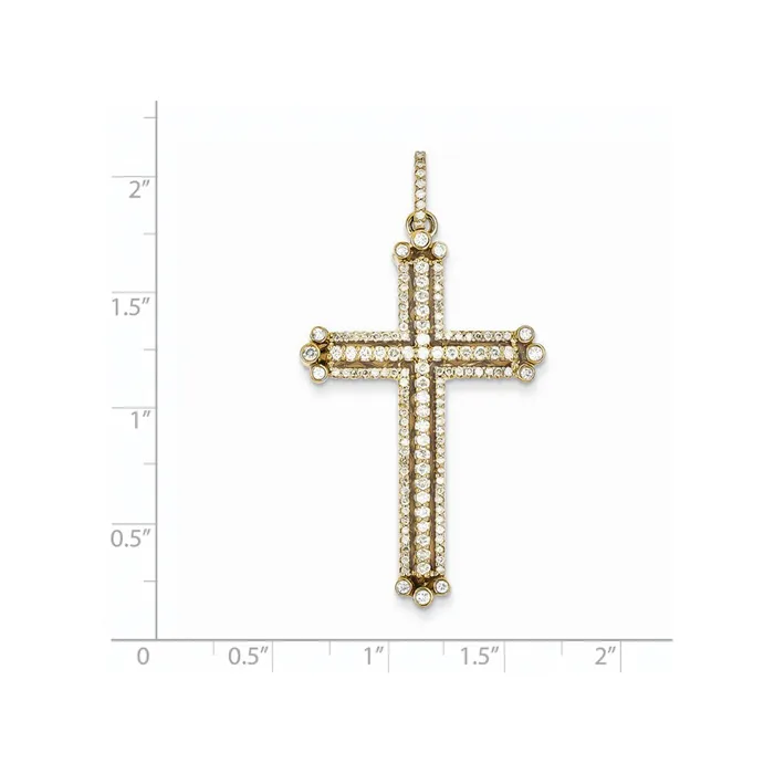 Goldia Necklaces 14K Yellow Gold Real Diamond Budded Cross Pendant