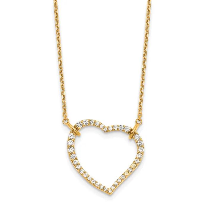 Goldia Necklaces 14K Yellow Gold Real Diamond Heart Pendant Necklace