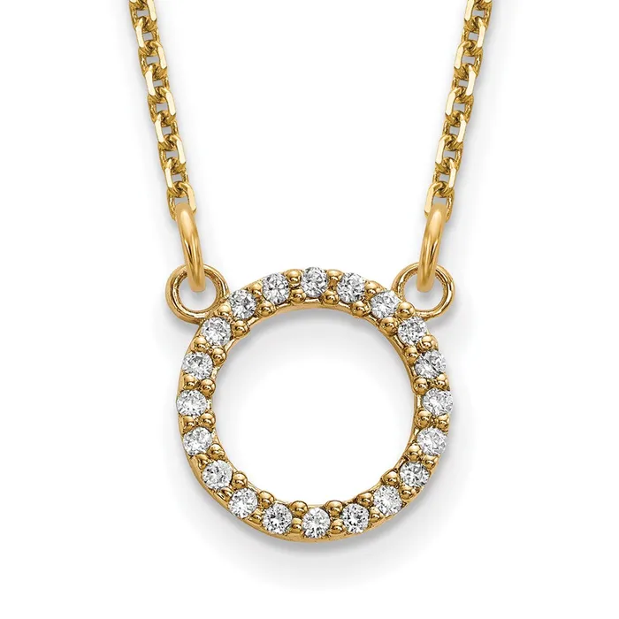 Goldia Necklaces 14K Yellow Gold Real Diamond Open Circle Necklace