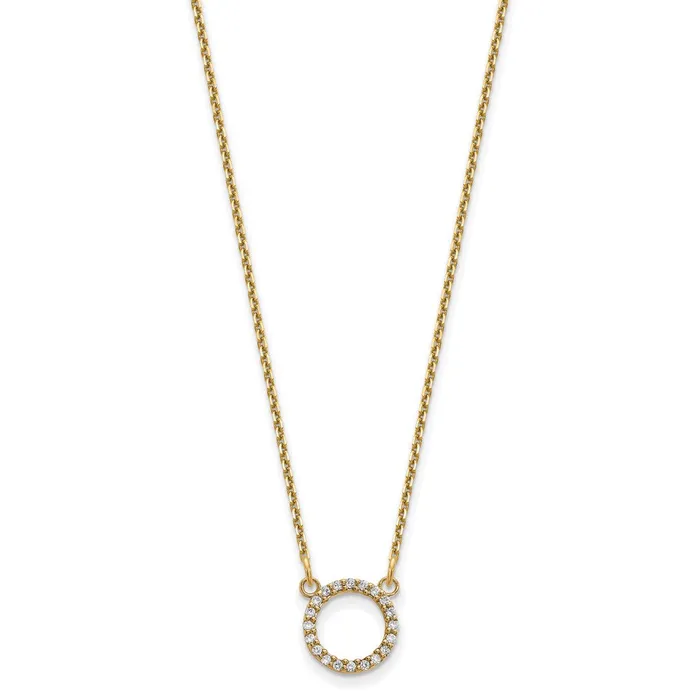Goldia Necklaces 14K Yellow Gold Real Diamond Open Circle Necklace